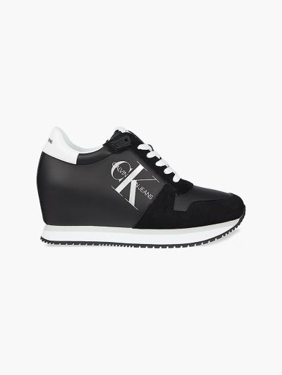 Calvin Klein Cipők HU755969 | Calvin Klein Bőr Wedge Női Sportcipő Fekete